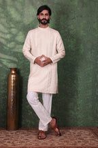 Dastoor - Men's Beige Cotton Kurta set