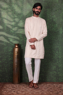 Dastoor - Men's Beige Cotton Kurta set