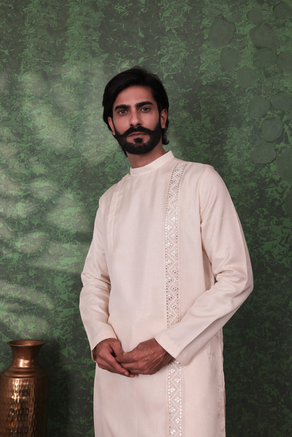Dastoor - Men's Beige Cotton Kurta set