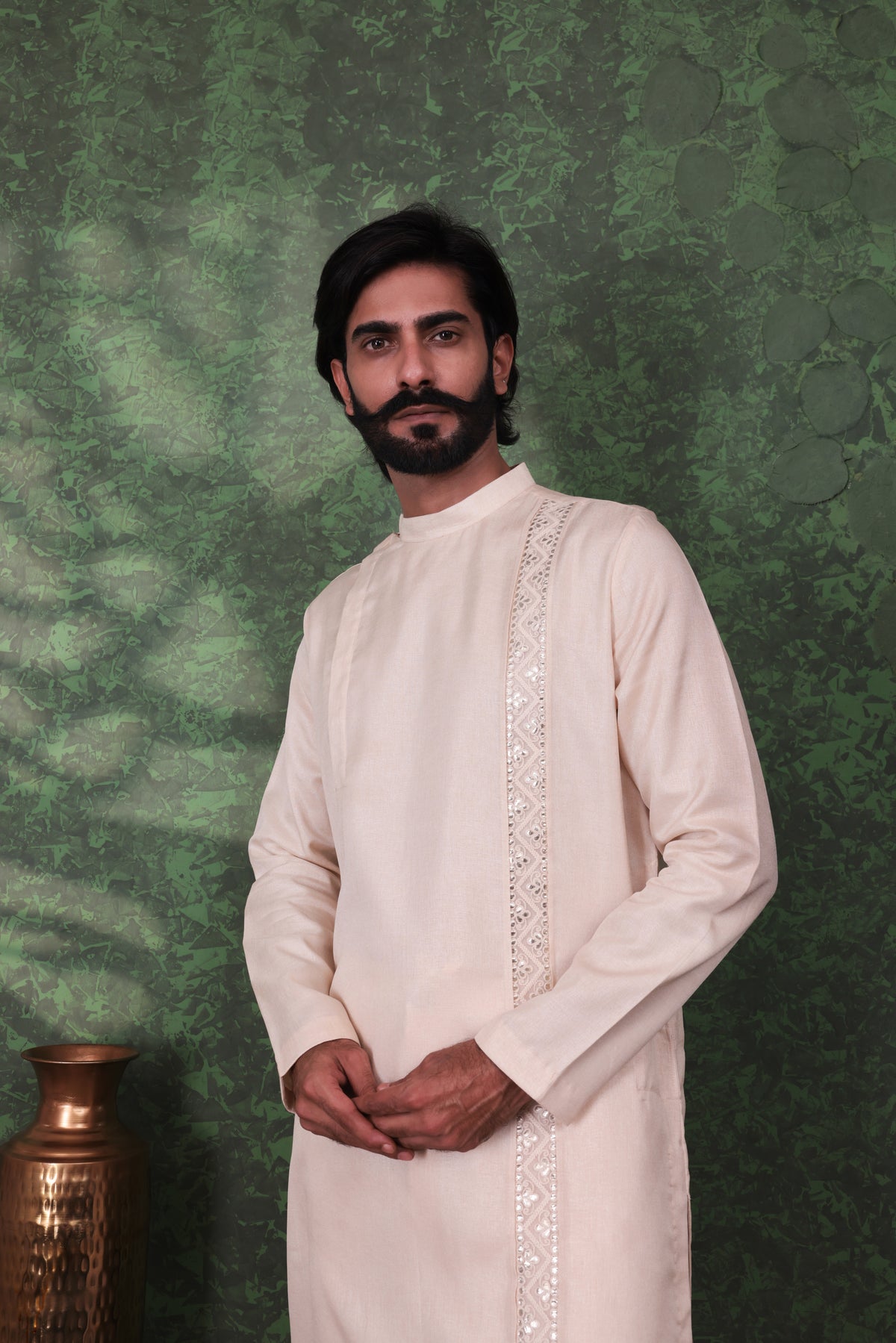 Dastoor - Men's Beige Cotton Kurta set