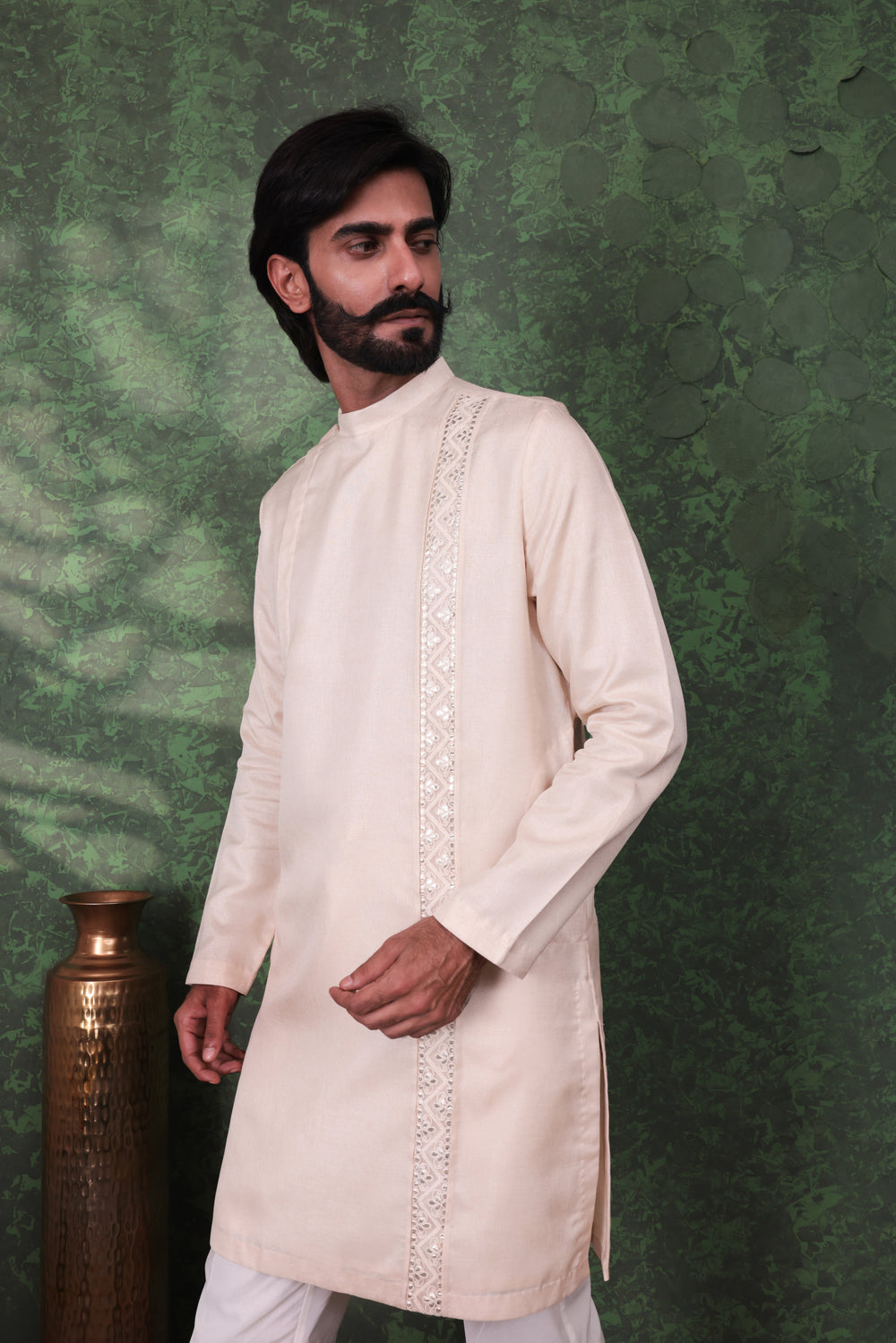 Dastoor - Men's Beige Cotton Kurta set