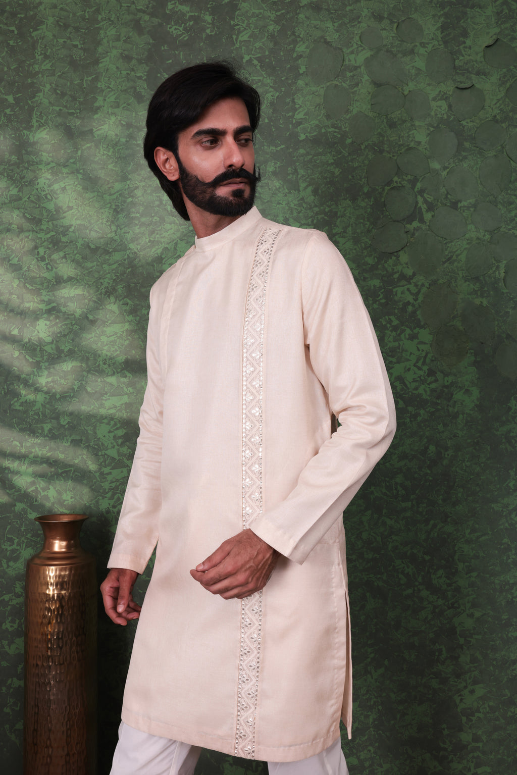 Dastoor - Men's Beige Cotton Kurta set