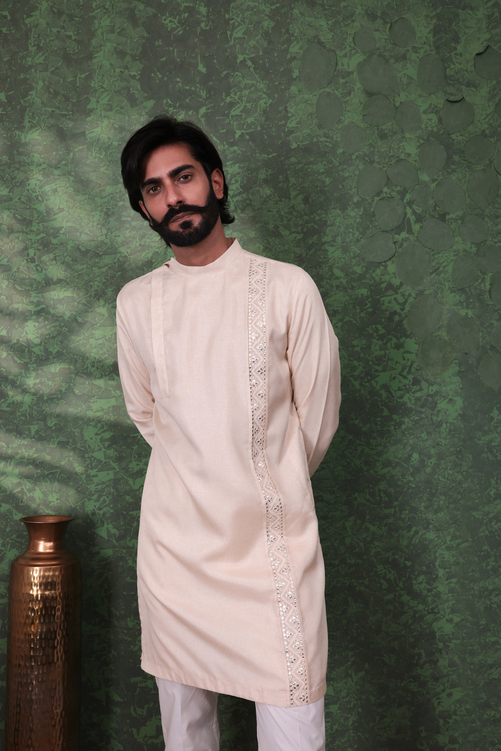 Dastoor - Men's Beige Cotton Kurta set