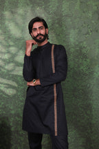 Dastoor - Men's Black Cotton Kurta set