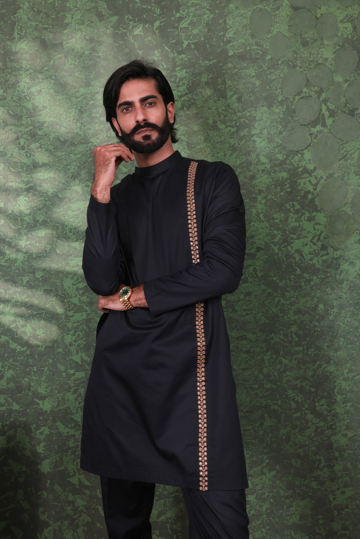 Dastoor - Men's Black Cotton Kurta set