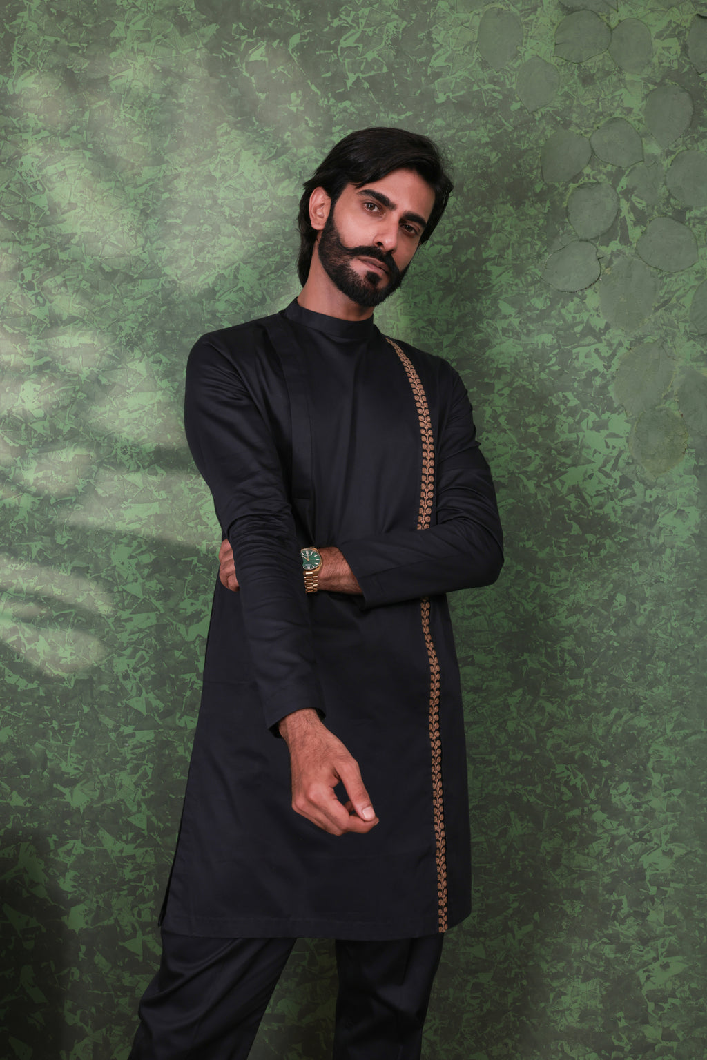 Dastoor - Men's Black Cotton Kurta set