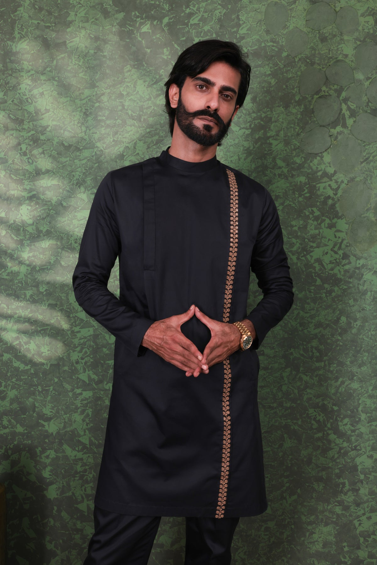 Dastoor - Men's Black Cotton Kurta set