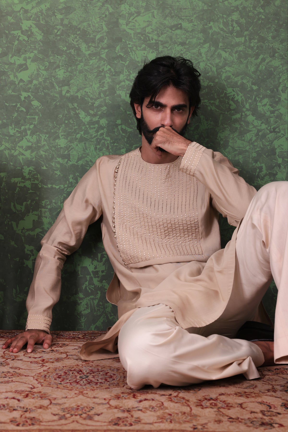 Tarana - Men's Beige Kurta Pant Set