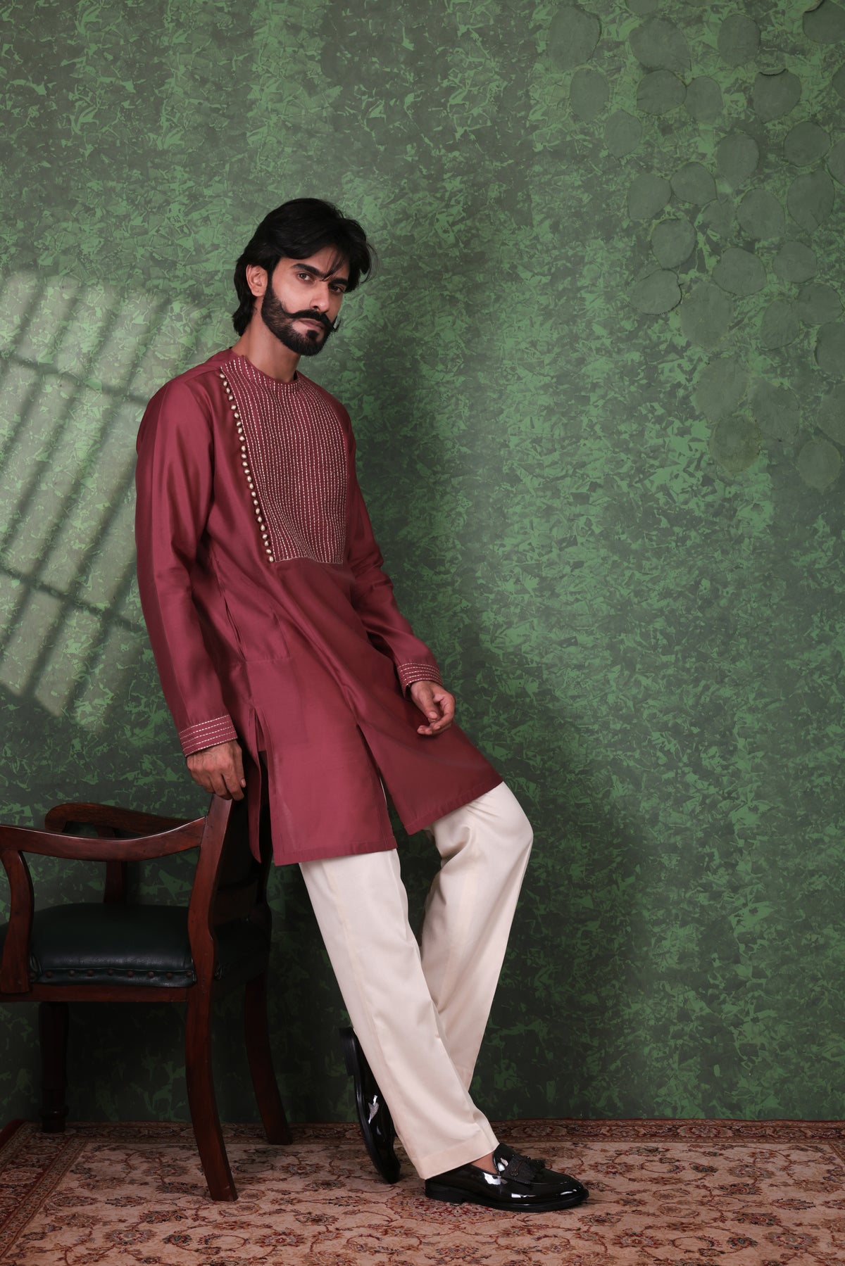 Mizaaj - Men's Wine Kurta set