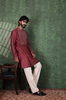 Mizaaj - Men's Wine Kurta set