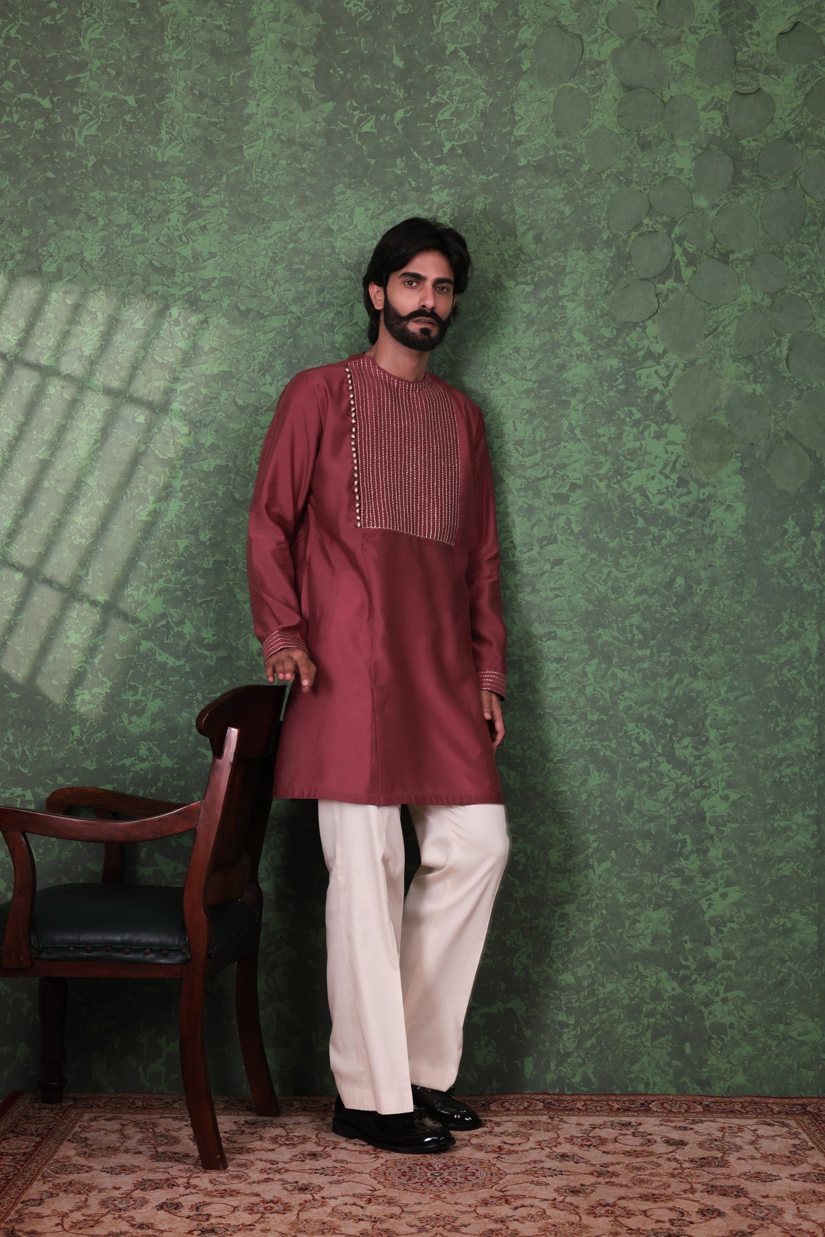 Mizaaj - Men's Wine Kurta set
