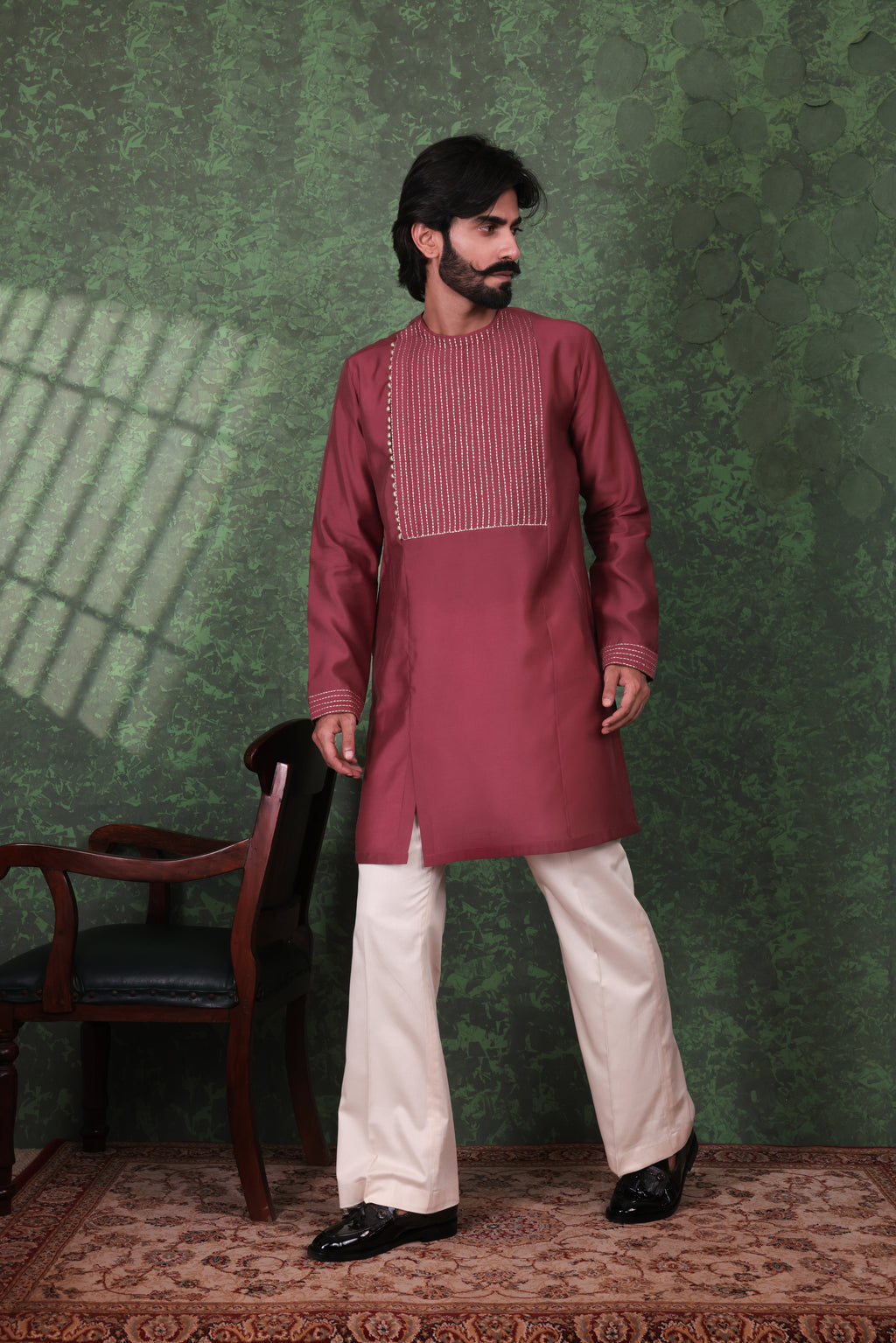 Mizaaj - Men's Wine Kurta set