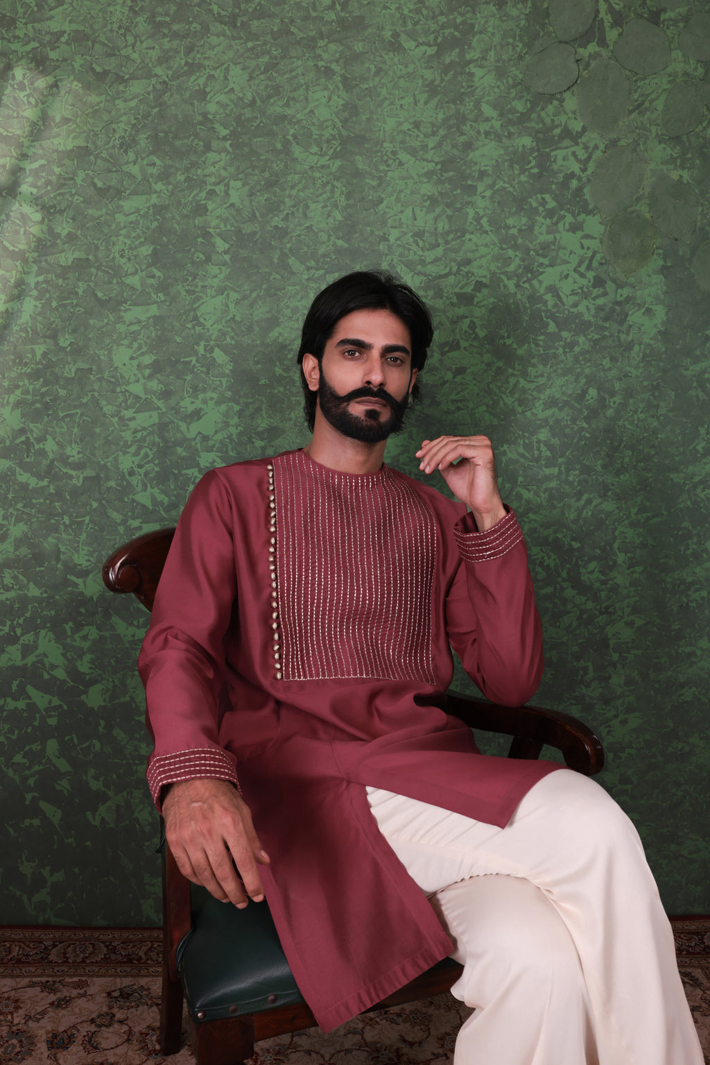 Mizaaj - Men's Wine Kurta set