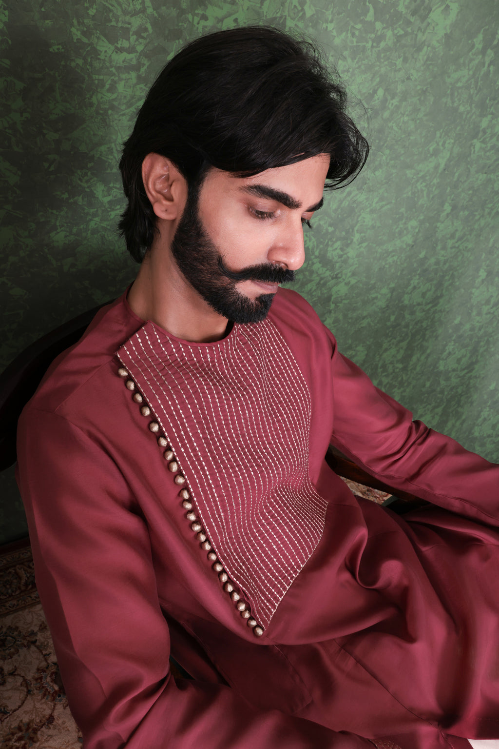 Mizaaj - Men's Wine Kurta set