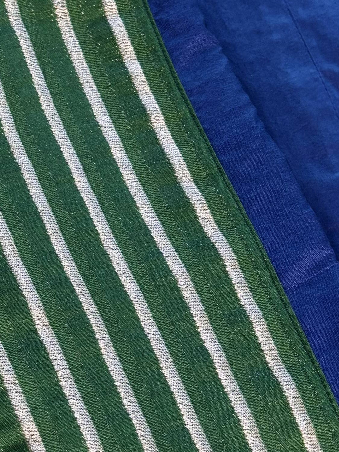 Azaan - Blue & Green Premium Silk Potli Button Men's Kurta