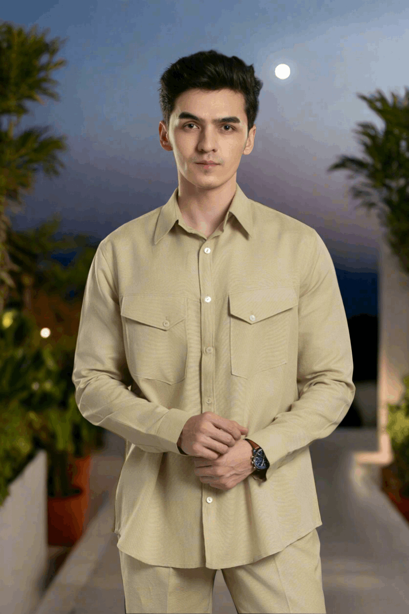 Twin Flap Pocket Linen Shirt Casual Shirt