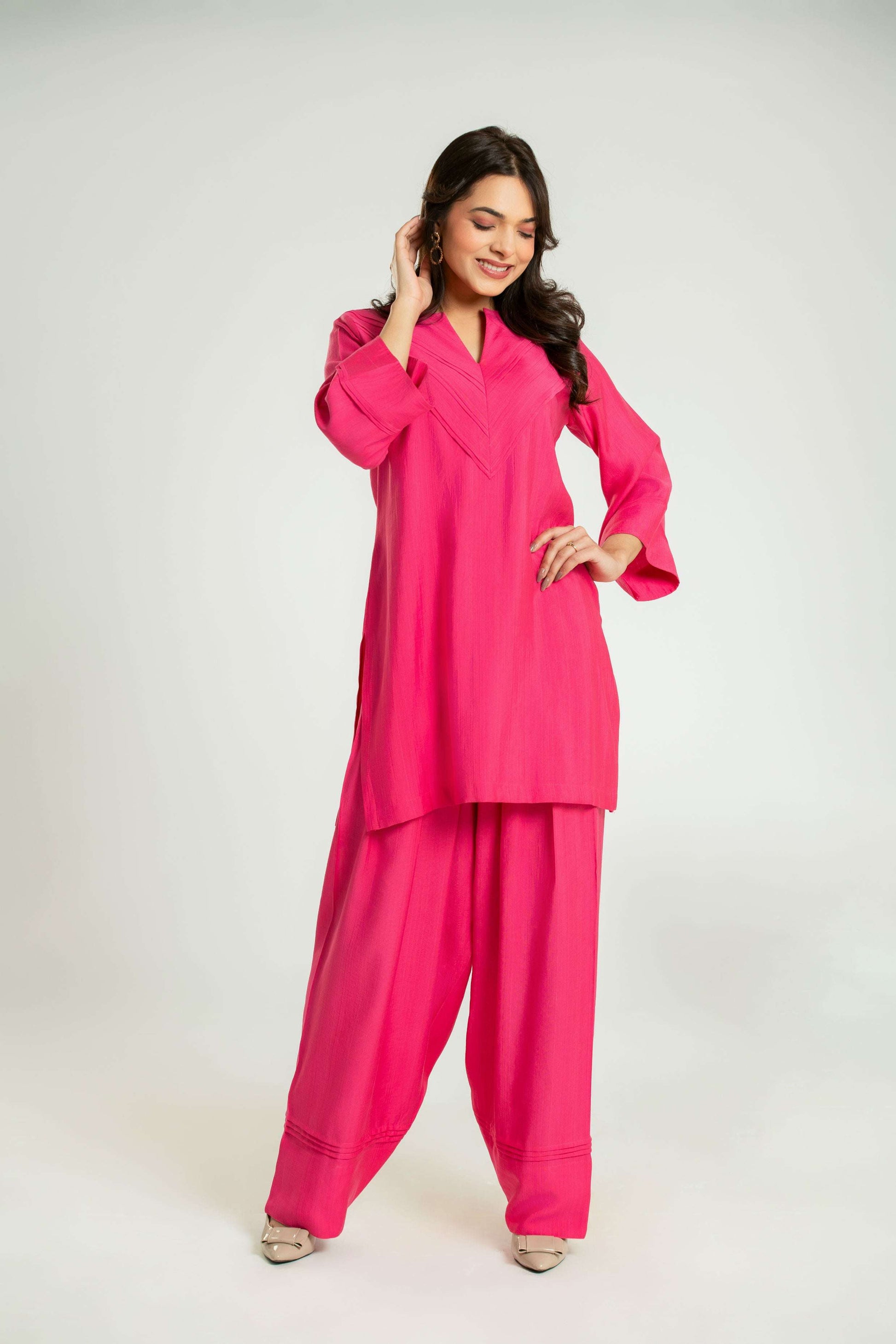 Women's Temple Pleated Farshi Salwar Coord Set Co-Ord Set