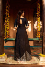 Hunar - Tradition & Modern Strips Design Black Women's Dress Fusion Kalidar Fusion Kalidar