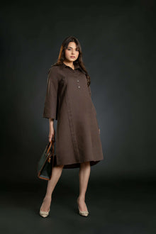 Women's Pleated Shirt Linen Dress