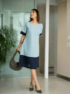 Women's Colour Blocked Dress Midi Dress