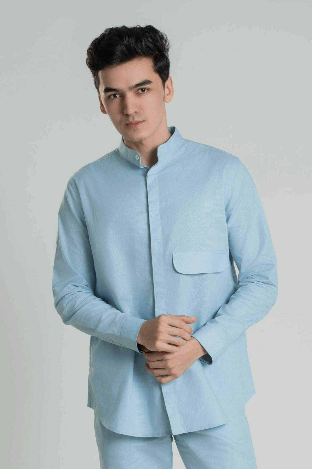 Flap Pocket Linen Shirt Casual Shirt