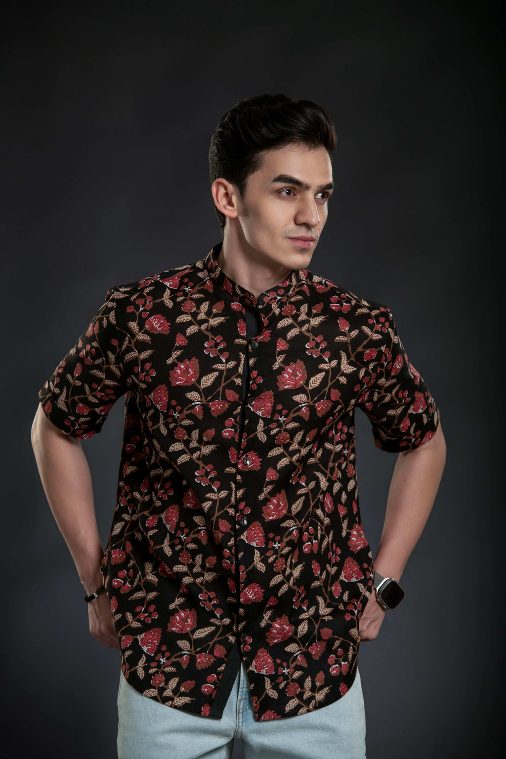 Floral Short Sleeve Linen Shirt Casual Shirt