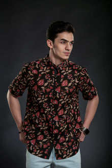 Floral Short Sleeve Linen Shirt