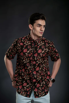 Floral Short Sleeve Linen Shirt