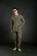 Minimal V-Neck Linen Co-Ord Co-Ord Set
