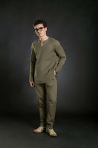 Minimal V-Neck Linen Co-Ord Co-Ord Set