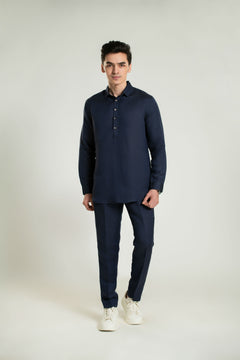 Styled Point Collar Linen Lounge Shirt