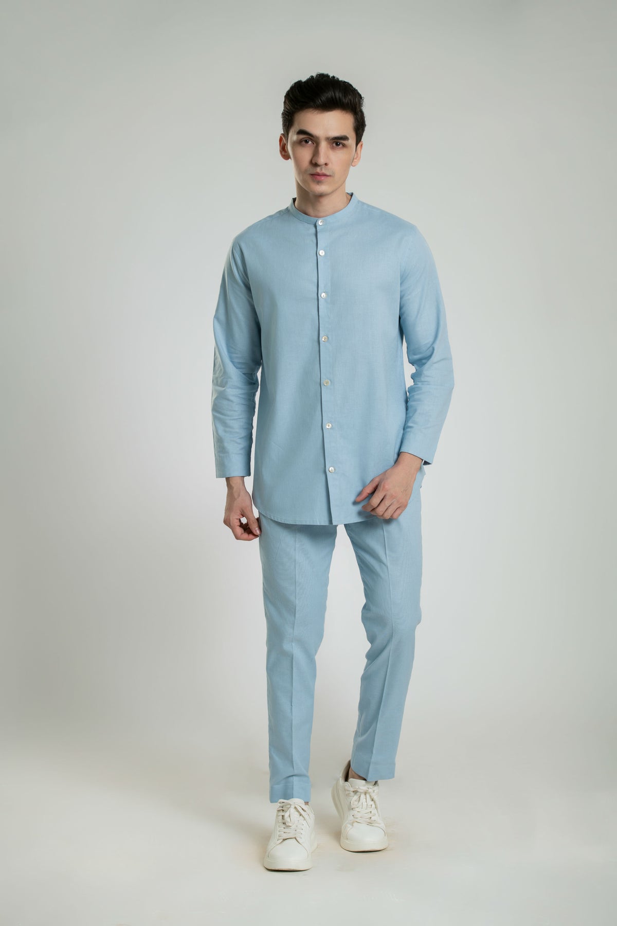 Men's Mandarin Collar Shirt Linen Co-Ord Co-Ord Set