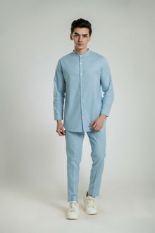 Men's Mandarin Collar Shirt Linen Co-Ord
