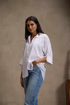Vanilla White - Linen Dolman Sleeve Shirt for Women Women's Shirt Women's Shirt