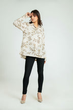 Women's Floral Printed Oversize Fit Shirt Casual Shirt