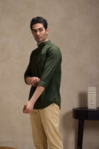 Army Green Mandarin Collar Short Kurta Short Kurta Short Kurta