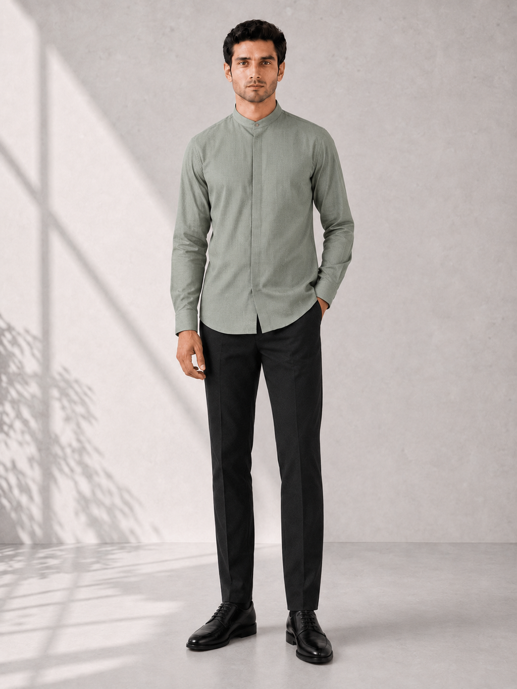 Cotton Dobby Shirt - Jade Green