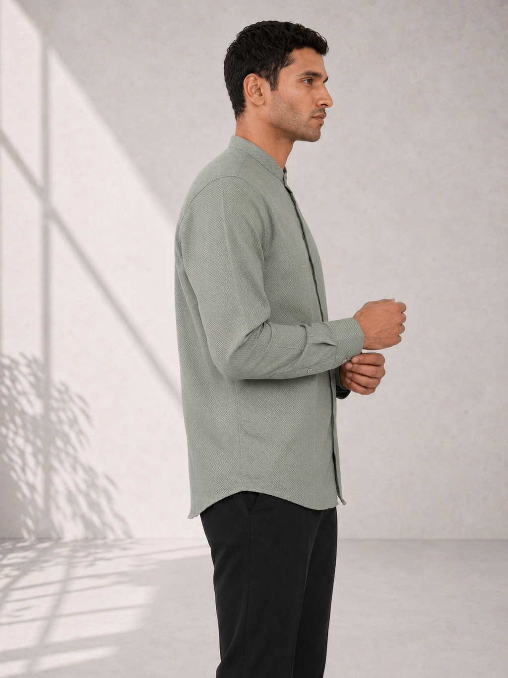 Cotton Dobby Shirt - Jade Green