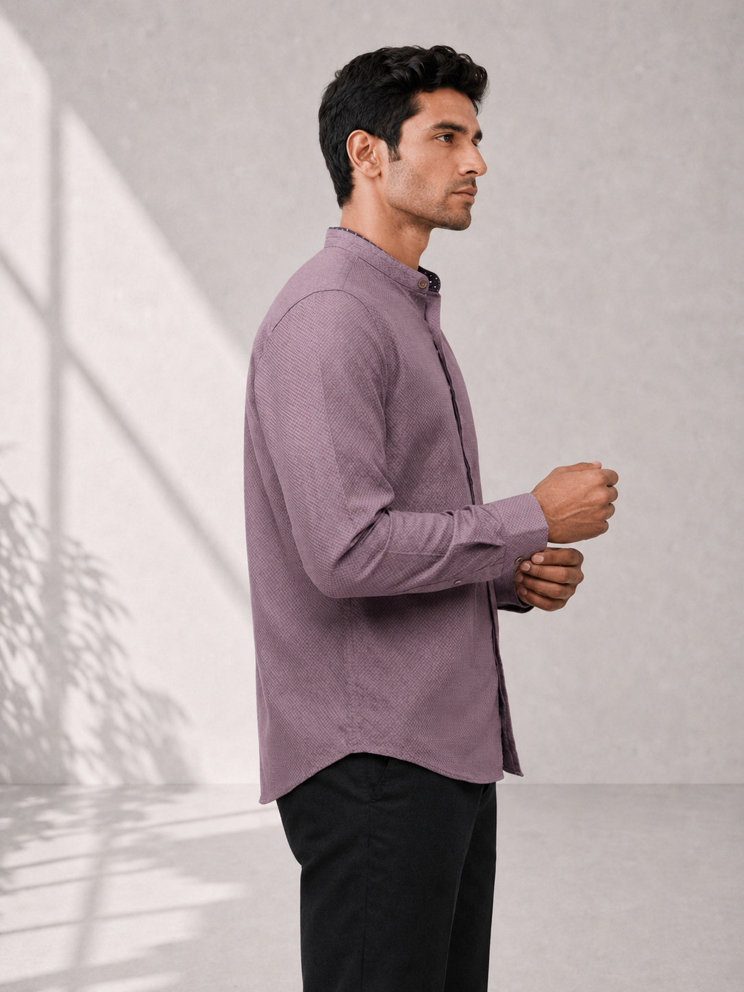 Cotton Dobby Shirt - Dusky Orchid