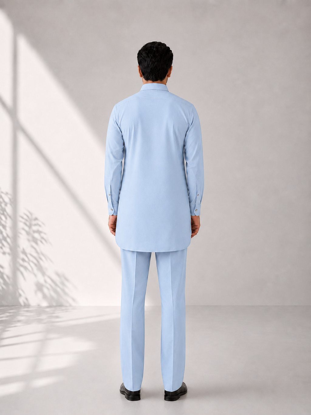 Fusion Pathani Kurta Set - Light Blue
