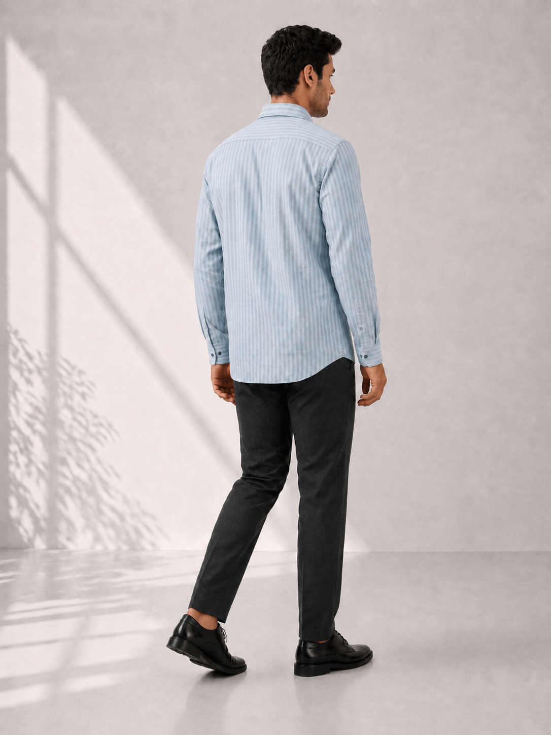 Self Stripe Short Kurta - Ice Blue