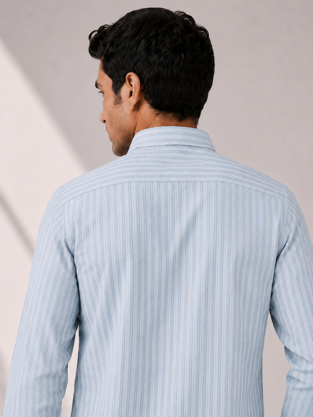 Self Stripe Short Kurta - Ice Blue