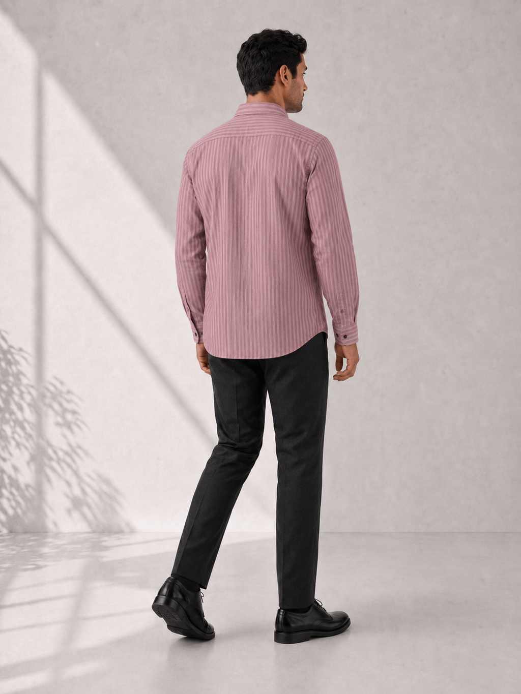 Self Stripe Short Kurta - Pale Pink
