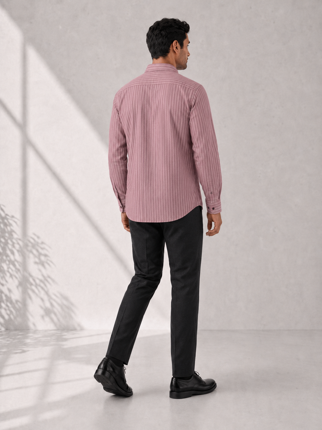 Self Stripe Short Kurta - Pale Pink