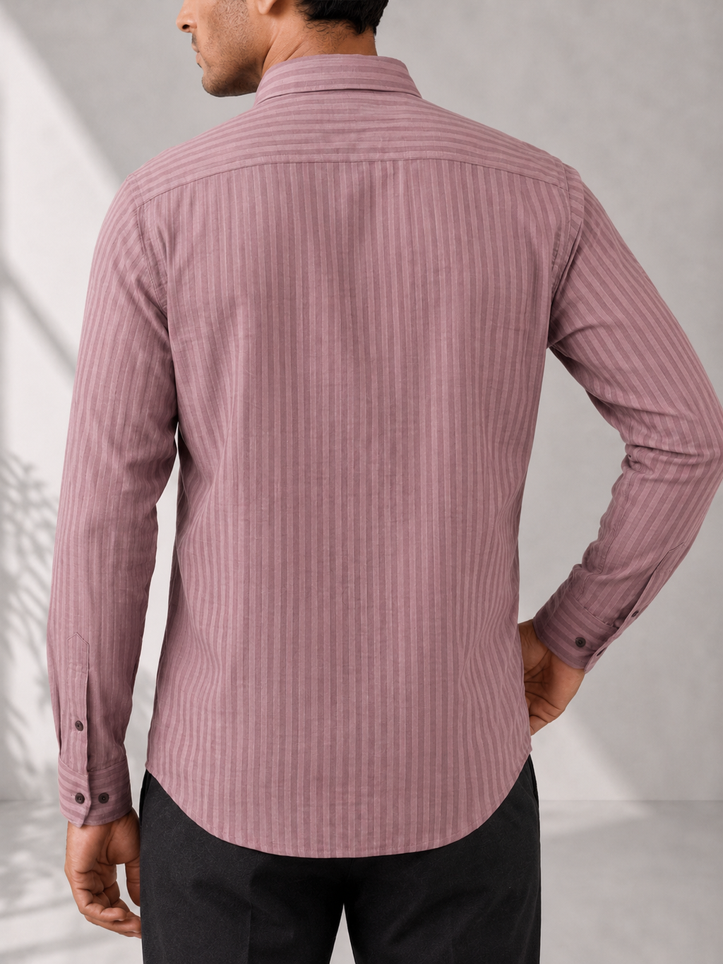 Self Stripe Short Kurta - Pale Pink