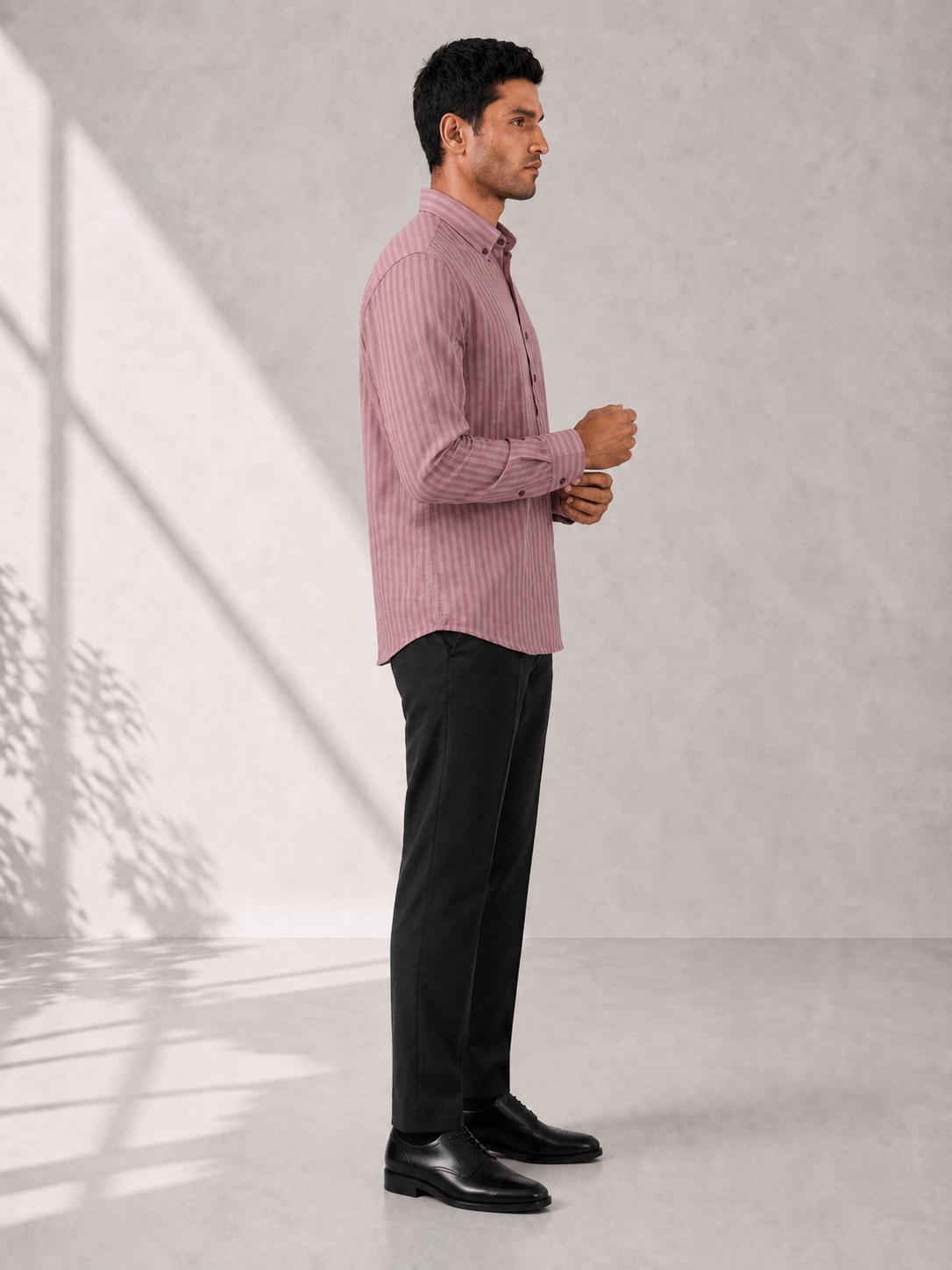 Self Stripe Short Kurta - Pale Pink