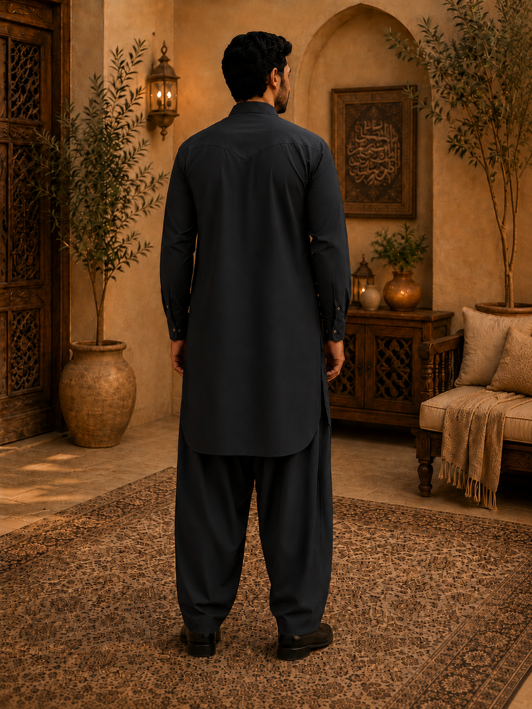 Pathani Kurta Set - Black