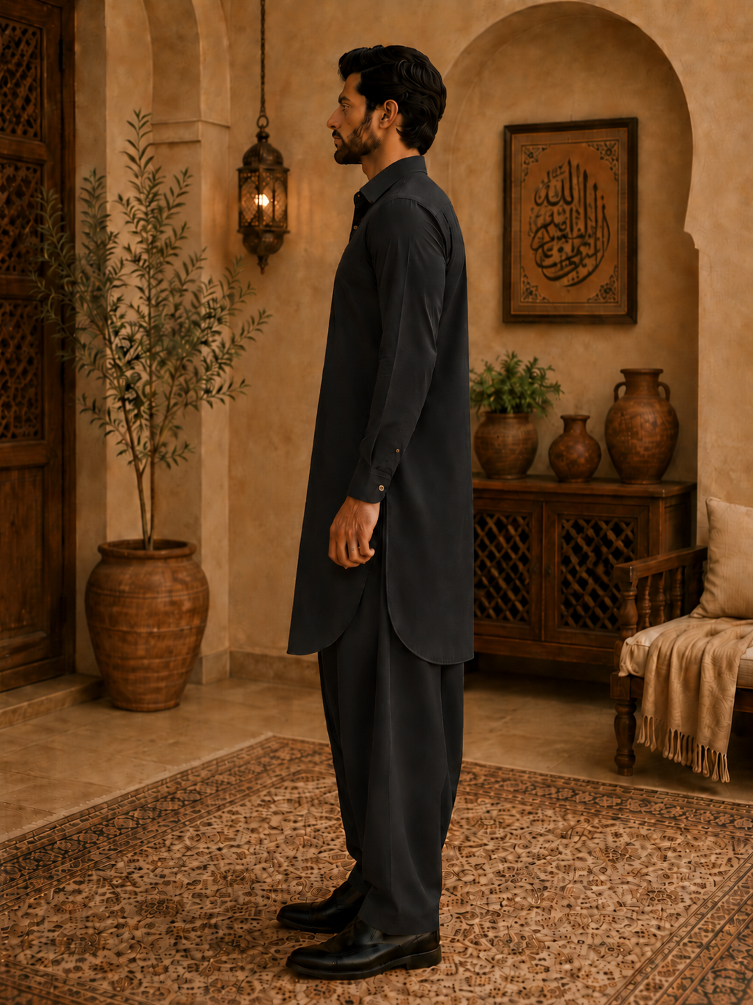 Pathani Kurta Set - Black