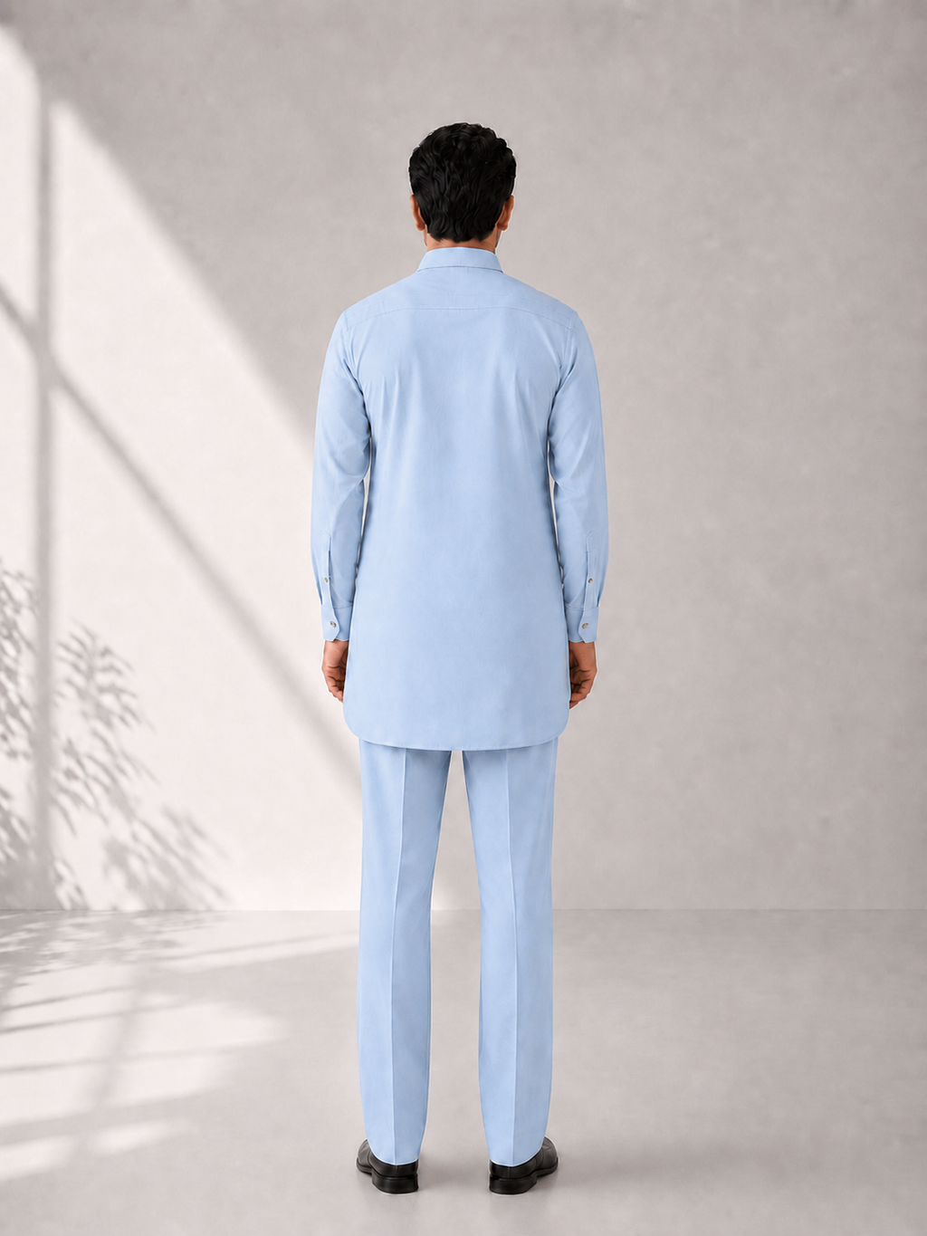 Fusion Pathani Kurta Set - Light Blue