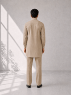 Fusion Pathani Kurta Set - Beige